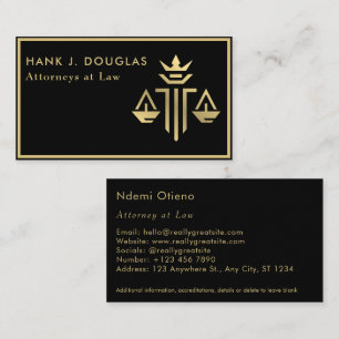 Attorney at Law Gold Scale Black Lawyer Business Card
