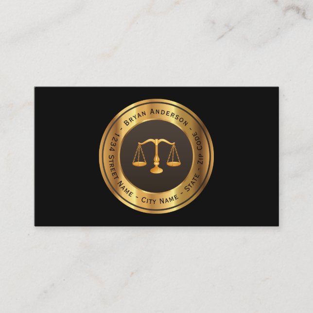 Attorney At Law Gold Scale Business Card (Front)