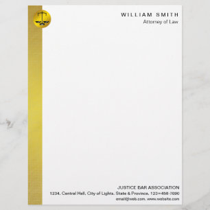 Attorney At Law Gold Scale Lawyer Justice Custom Letterhead