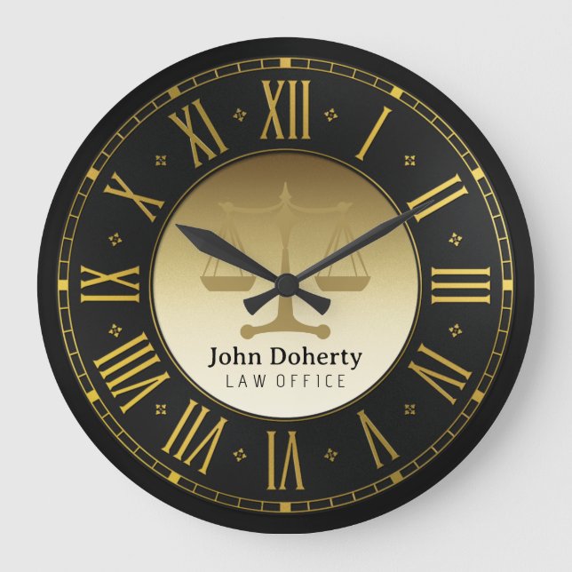 ATTORNEY AT LAW | Golden Personalizable Large Clock (Front)