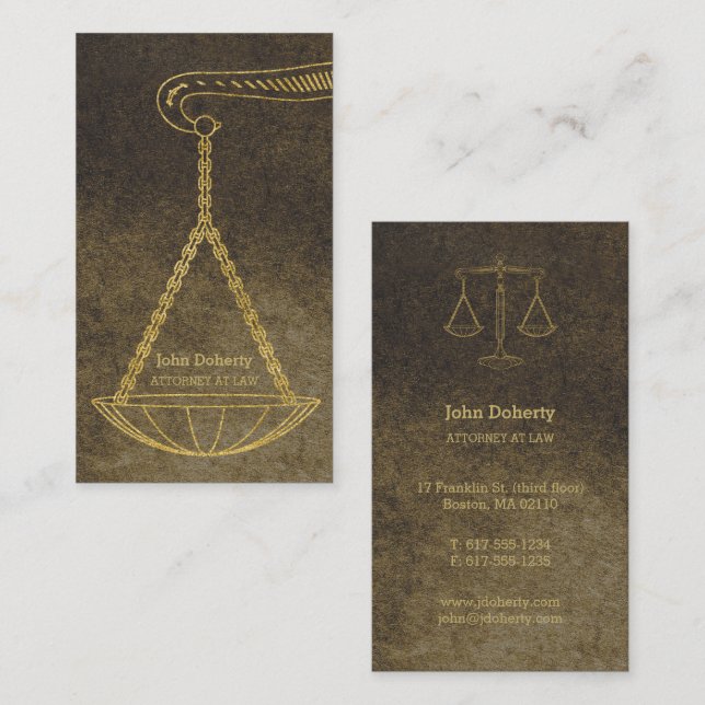 Attorney at Law | Golden Scales of Justice Business Card (Front/Back)