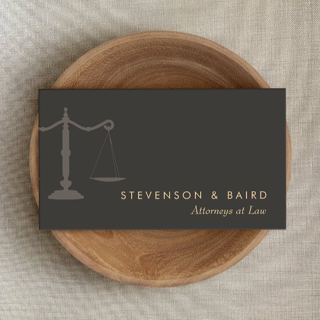 Attorney at Law Justice Scale Black Business Card (Creator Uploaded)