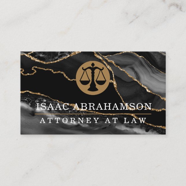 Attorney at Law Lawyer Black Agate  Business Card (Front)