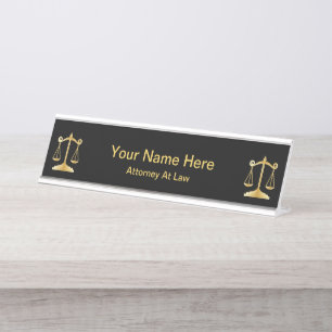 Attorney at Law   Lawyer - Black and Gold Desk Name Plate