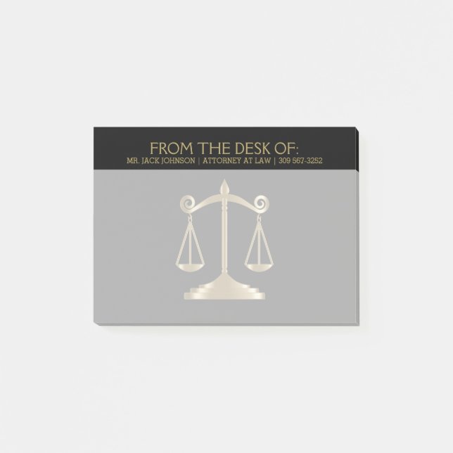 Attorney at Law - Lawyer - Black and Gold Post-it Notes (Front)