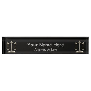 Attorney at Law Lawyer - Black and Silver Nameplate
