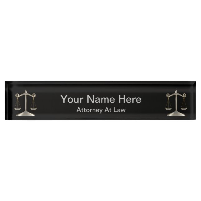 Attorney at Law | Lawyer - Black and Silver Nameplate (Front)