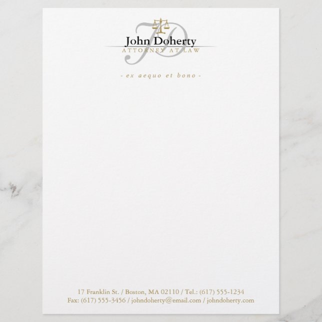 Attorney at Law | Lawyer Custom Letterhead (Front)