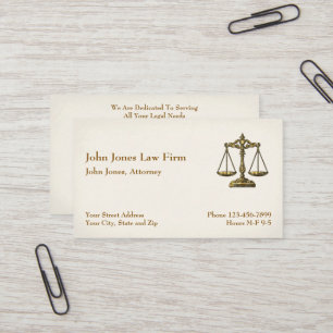 Attorney At Law Lawyer Lady Justice Business Card