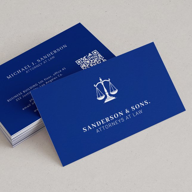 Attorney at law lawyer professional royal blue business card (Creator Uploaded)