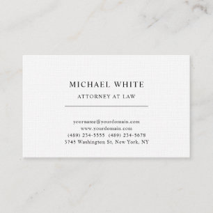 Attorney at Law Linen Minimalist Classical Pro Business Card