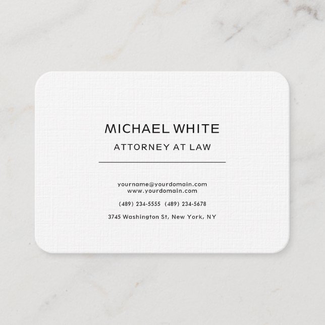 Attorney at Law Linen Minimalist Professional Business Card (Front)