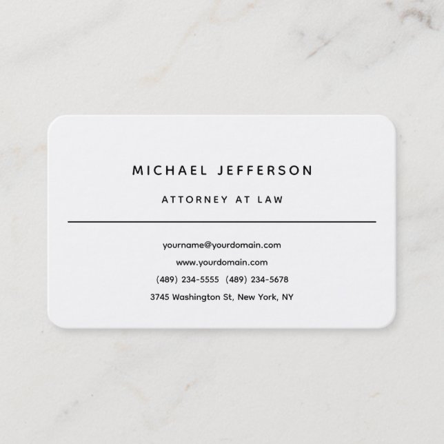 Attorney at Law Minimalist Classical Pro Business Card (Front)