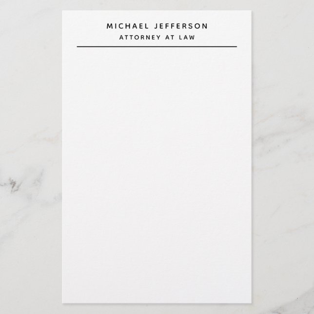 Attorney at Law Minimalist Classical Pro Stationery (Front)
