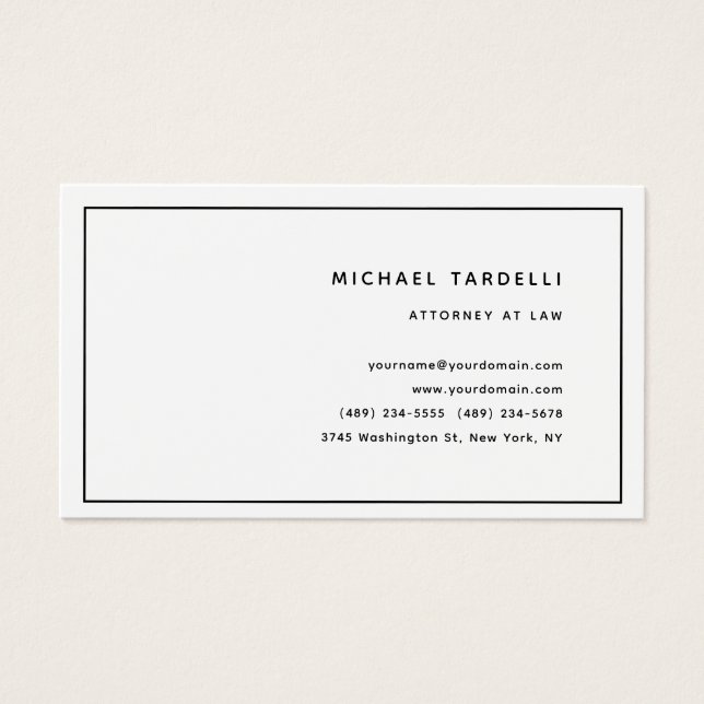 Attorney at Law Minimalist Classical Profile Card (Front)