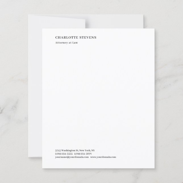 Attorney at Law Minimalist Elegant Paper Sheet (Front)
