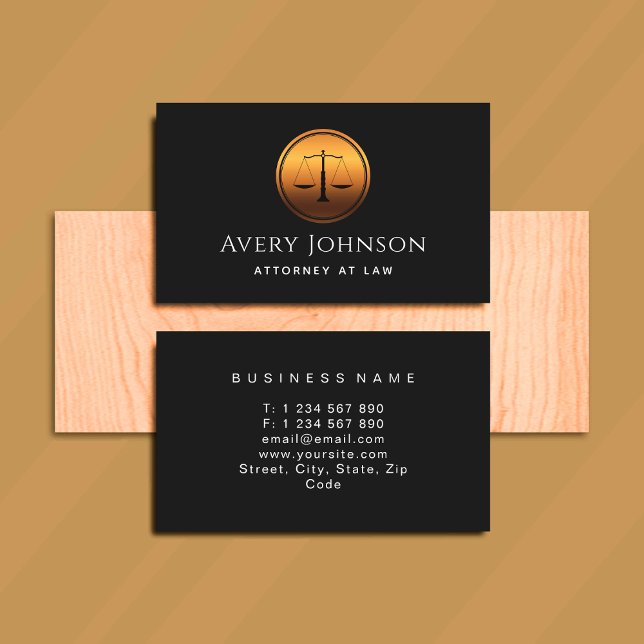 Attorney At Law Minimalist Gold Scale Elegant Chic Business Card (Creator Uploaded)