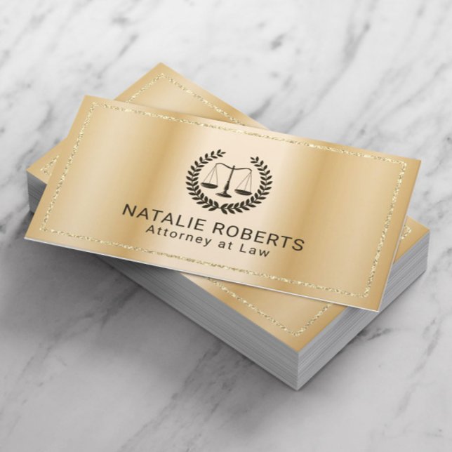 Attorney at Law Modern Gold Frame Lawyer Office Business Card (Creator Uploaded)