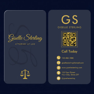 Attorney at Law Navy Blue Gold Business Card