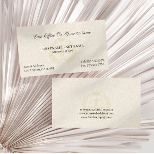 Attorney At Law Office Beige Linen Texture  Business Card