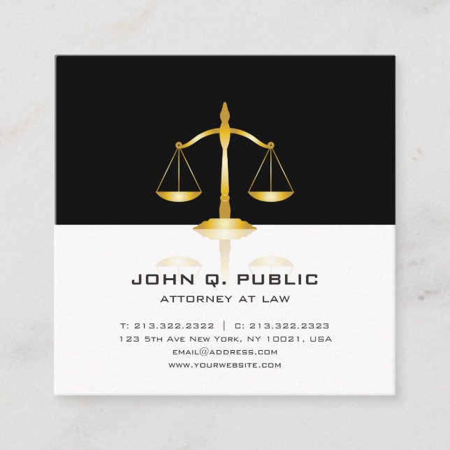Attorney At Law Office Modern Elegant Lawyer Square Business Card (Front)