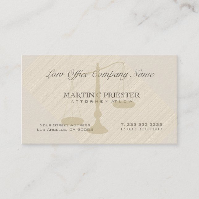 Attorney At Law Office Simple Beige Stripes Business Card (Front)