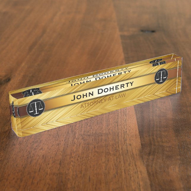 ATTORNEY AT LAW perfect gold Desk Name Plate (Side)