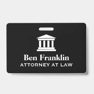 Attorney at law personalized court house name ID badge