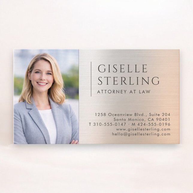 Attorney at Law Photo Brushed Metal  Business Card (Creator Uploaded)