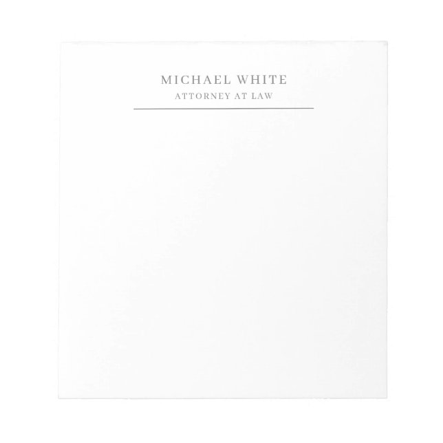 Attorney at Law Plain Minimalist Classical Pro Notepad (Front)