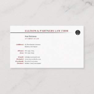 Attorney at Law   Professional Business Card