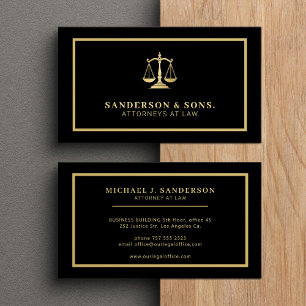 Attorney at law professional elegant gold black business card
