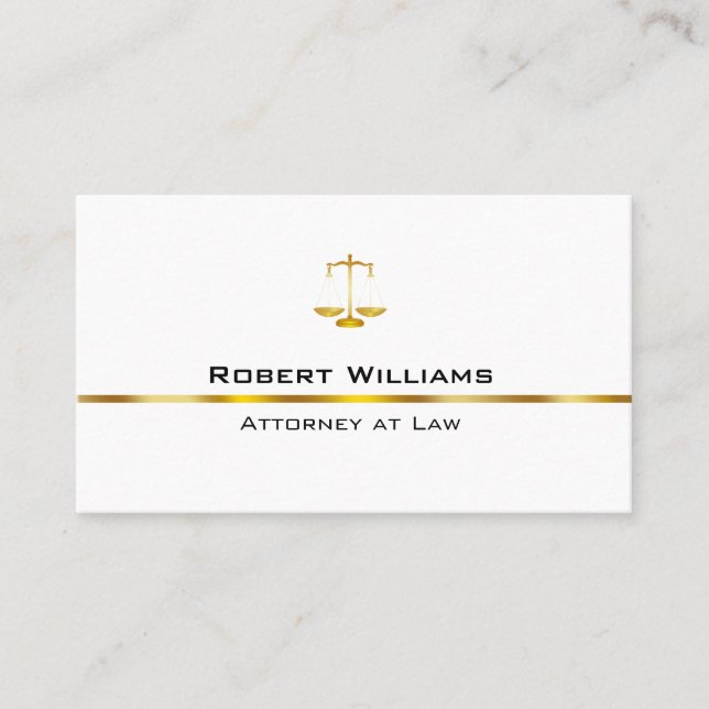 Attorney At Law Professional Simple Gold Legal Business Card (Front)