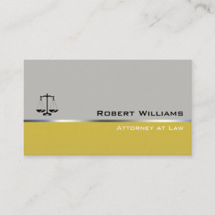 Attorney At Law Professional Simple Gray Yellow Business Card