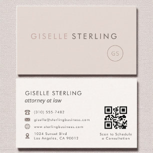 Attorney at Law QR Code Blush Pink Luxury Business Card