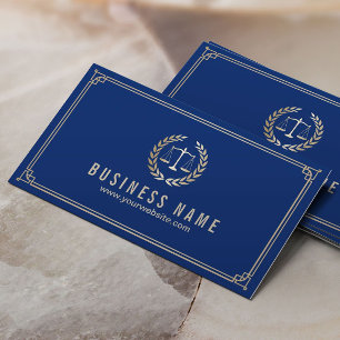Attorney at Law Royal Blue Gold Framed Lawyer Business Card