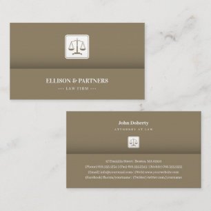 Attorney at Law Scales of Justice Gold Business Card