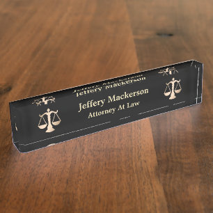 Attorney At Law Scales of Justice Lawyer Judge Nameplate
