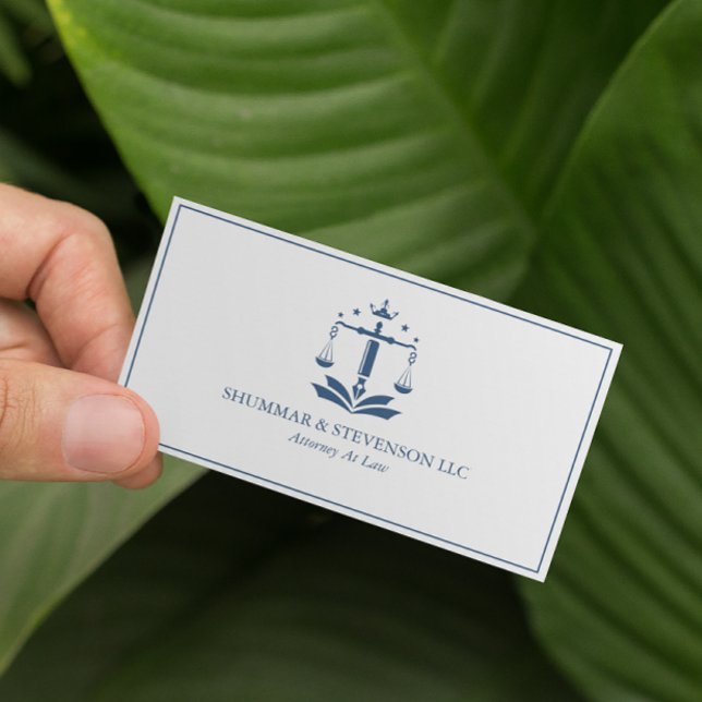 Attorney At Law-Simple Blue Scale & Border  Business Card (Creator Uploaded)