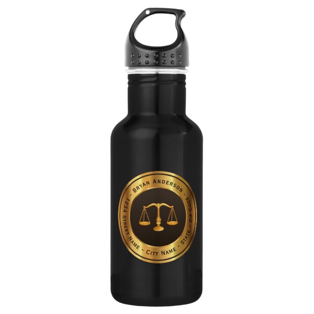 Attorney At Law Stainless Steel Water Bottle (Front)