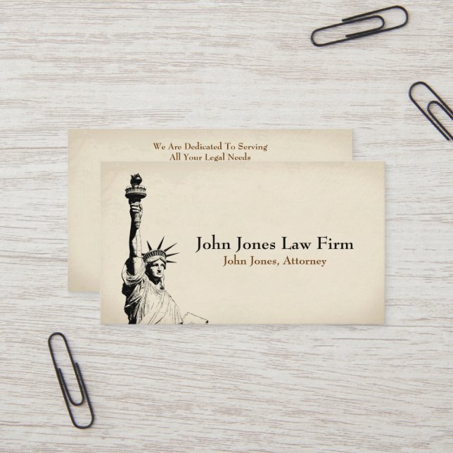 Attorney At Law Statue of Liberty Business Card (Front/Back In Situ)