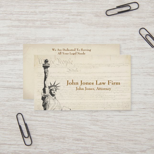 Attorney At Law Statue of Liberty Business Card (Front/Back In Situ)