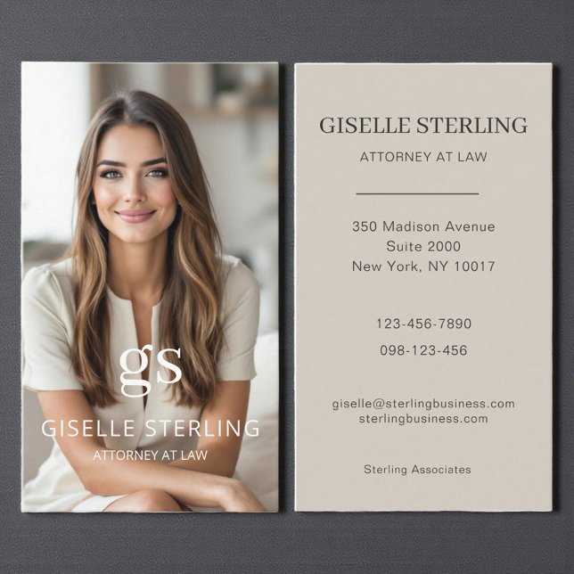 Attorney at Law Taupe Beige Photo Professional Business Card (Creator Uploaded)