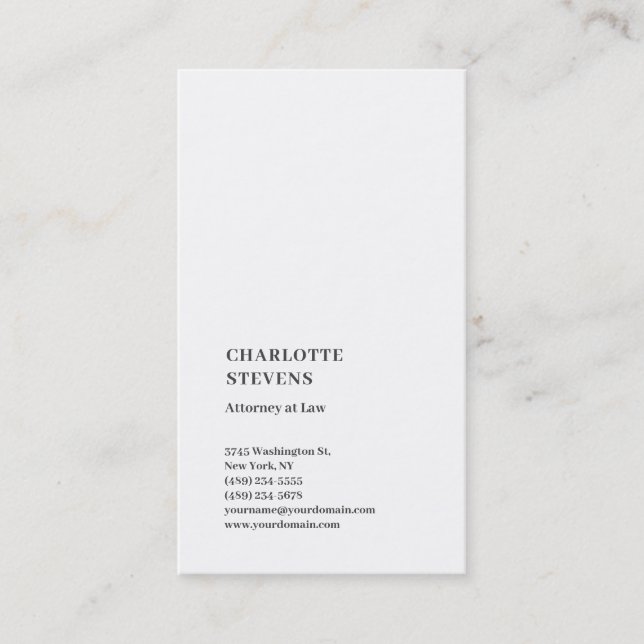 Attorney at Law Trendy Minimalist Elegant Simple Business Card (Front)