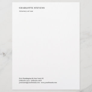 Attorney at Law Trendy Minimalist Elegant Simple Custom Letterhead