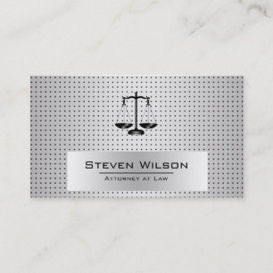 Attorney At Law White and Silver Steel Legal Scale Business Card