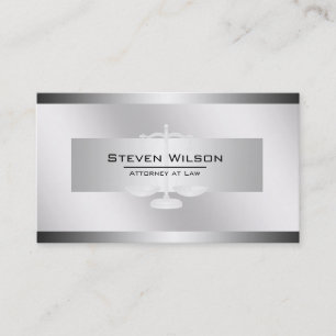 Attorney At Law White and Silver Steel Legal Scale Business Card
