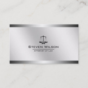 Attorney At Law White and Silver Steel Legal Scale Business Card