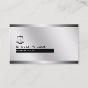 Attorney At Law White and Silver Steel Legal Scale Business Card