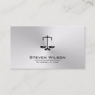 Attorney At Law White and Silver Steel Legal Scale Business Card